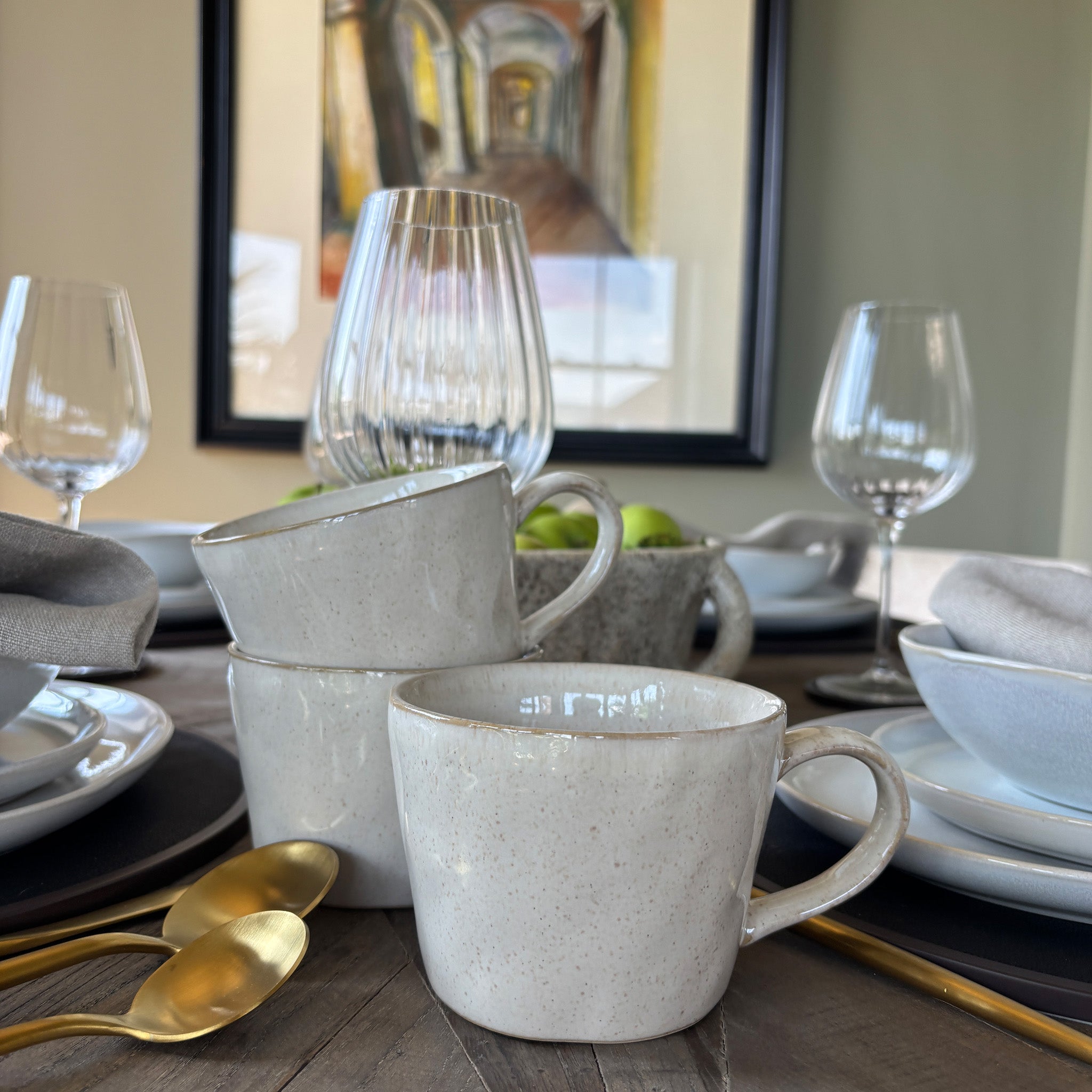 Stoneware Cream Mugs - Set of 4